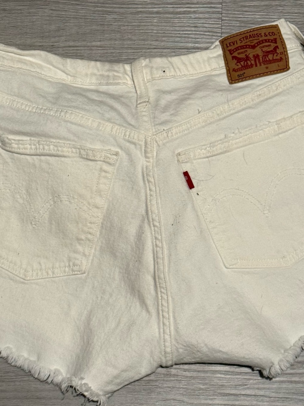 Levi's White Women's Denim Cutoff Shorts with Frayed Hem